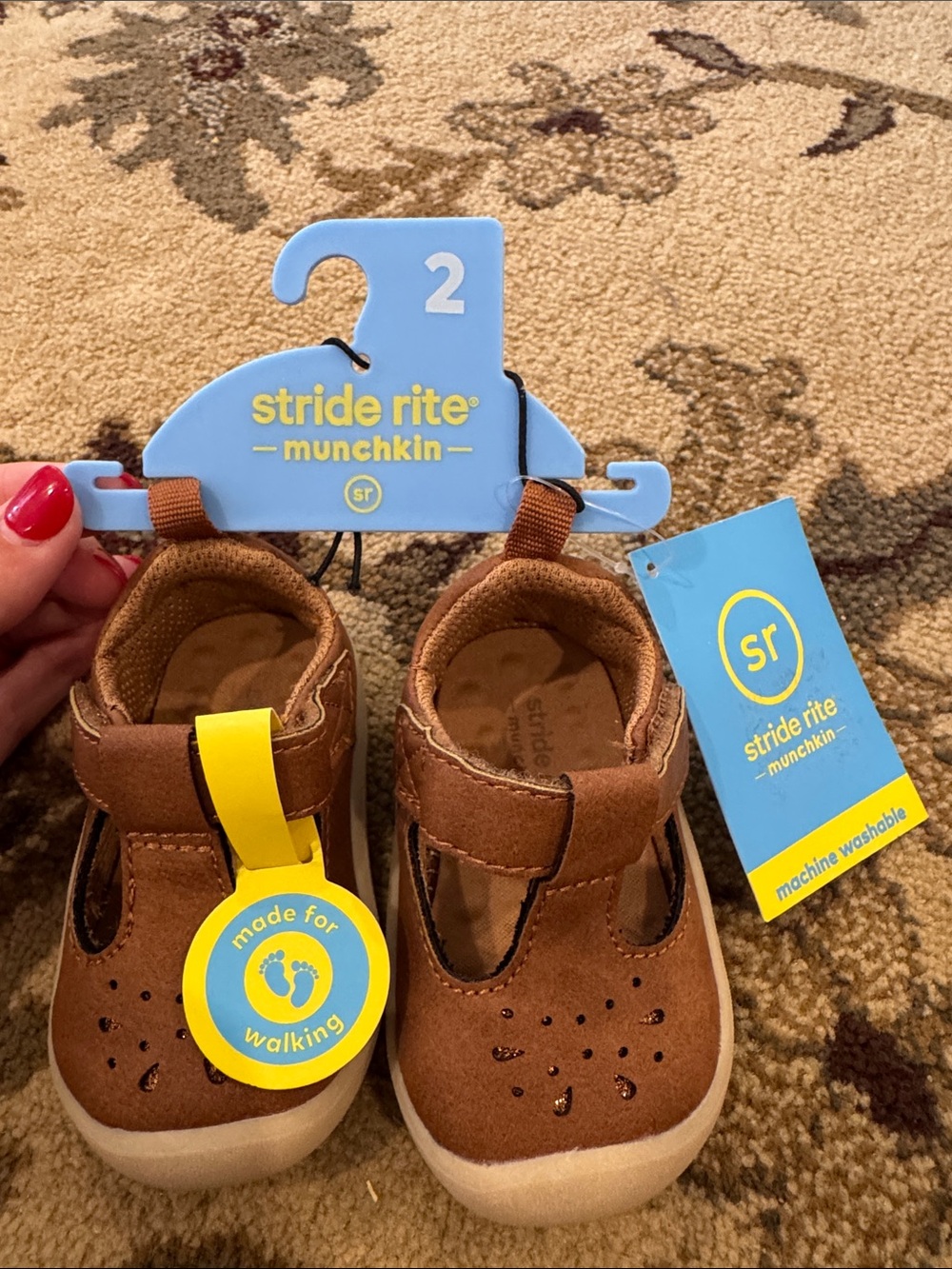 Stride Rite Munchkin Brown Suede-Look Toddler Walking Shoes